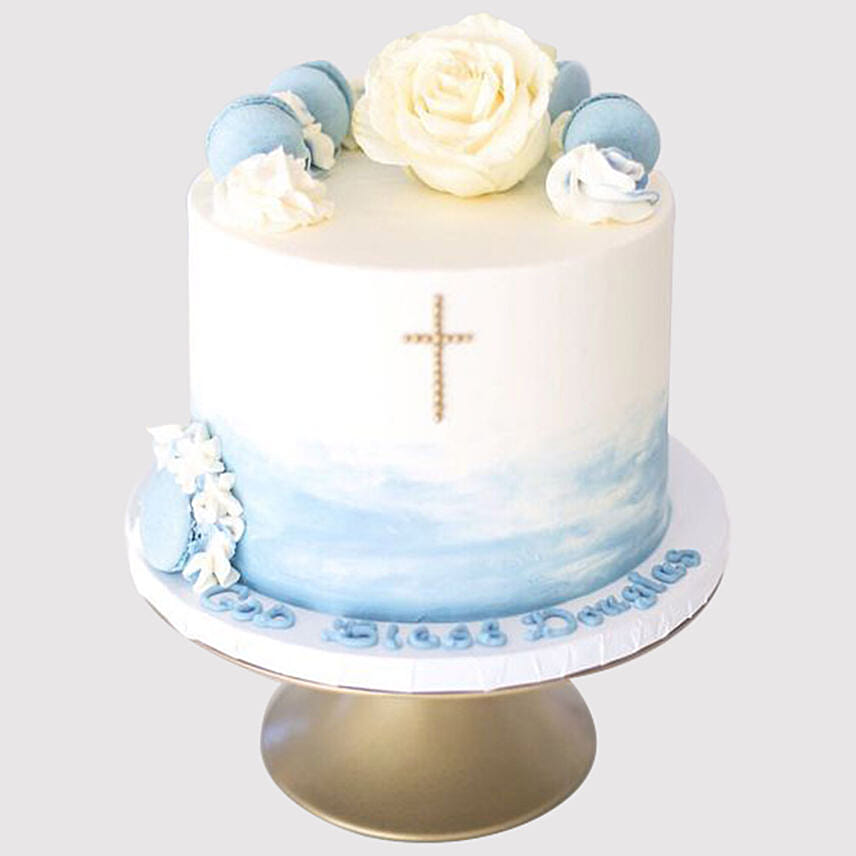 Floral Christening Cake: Eggless Birthday Cakes