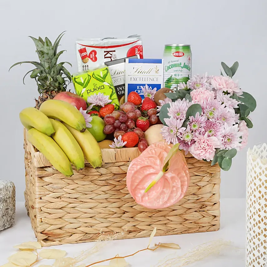 Delighful Fruits Chocolates and Flower Basket: Fruit Baskets