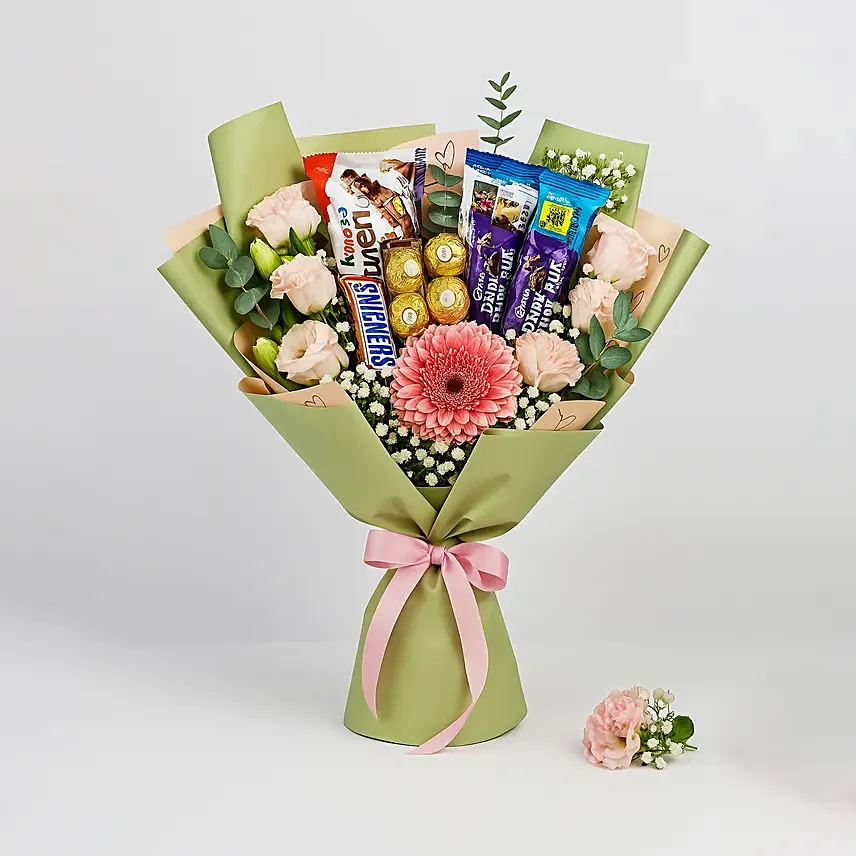 Delightful Mixed Flowers & Chocolates Bouquet: Easter Chocolates